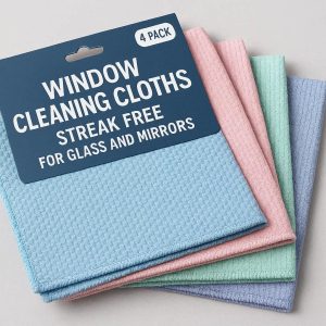 Window Cleaning Cloths 4 Pack Streak Free for Glass and Mirrors