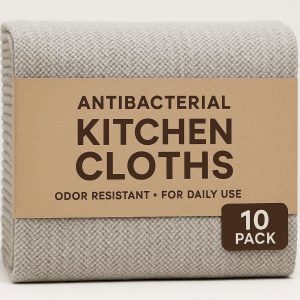 13 Antibacterial Kitchen Cloths 10 Pack Odor Resistant for Daily Use