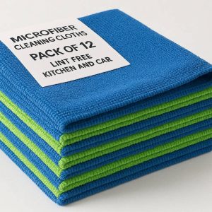 Microfiber Cleaning Cloths Pack of 12 Lint Free for Kitchen and Car
